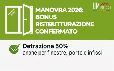 🏠 Bonus Ristrutturazioni 2026: confermata la detrazione del 50% per infissi, finestre e porte